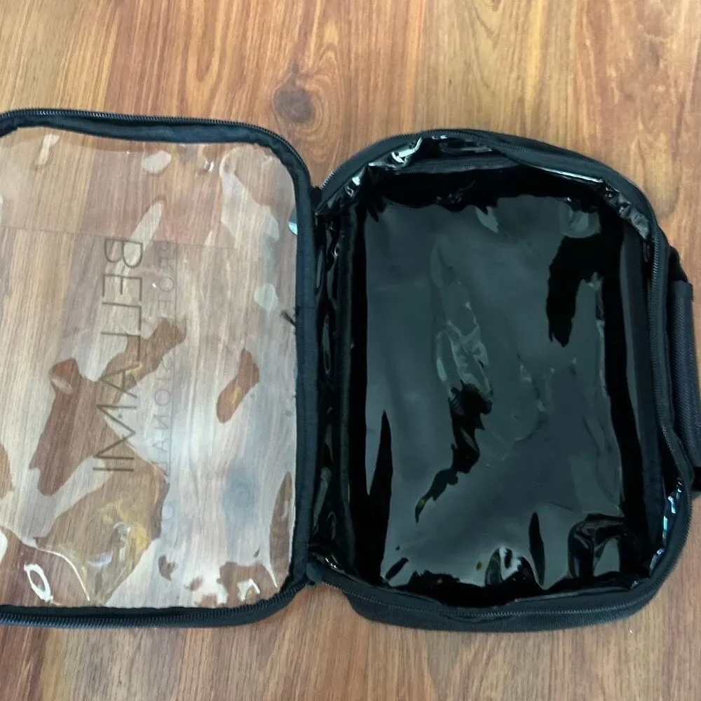 NWT Bellami professional black and clear vinyl carrying case extensions cosmetic